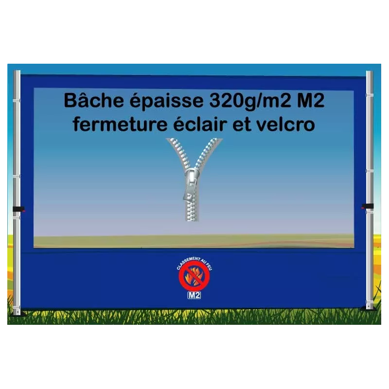 BACHE FENETRE EPAISSE FERMETURE ECLAIR 3m