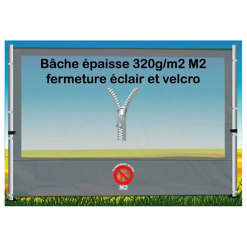 BACHE FENETRE EPAISSE FERMETURE ECLAIR 3m