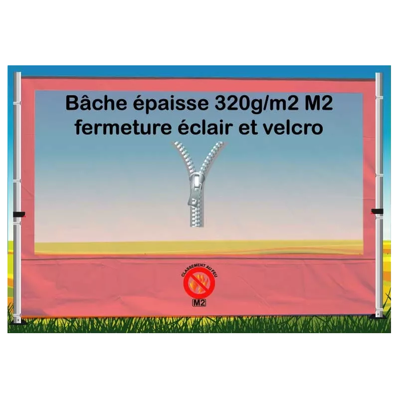 BACHE FENETRE EPAISSE FERMETURE ECLAIR 3m