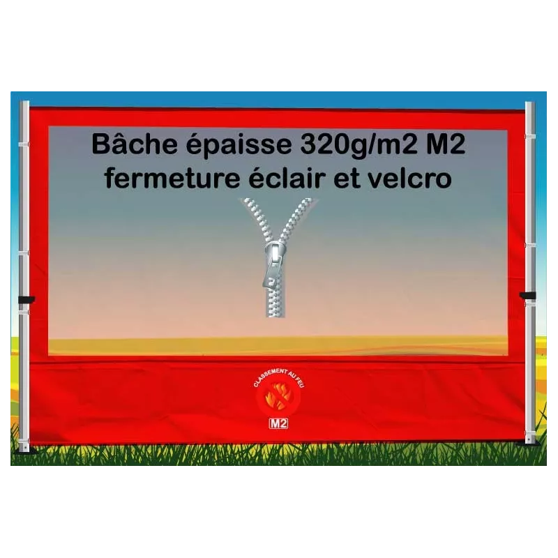 BACHE FENETRE EPAISSE FERMETURE ECLAIR 3m