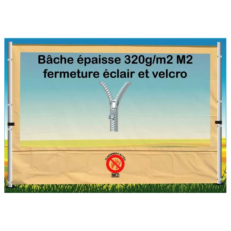 BACHE FENETRE EPAISSE FERMETURE ECLAIR 3m