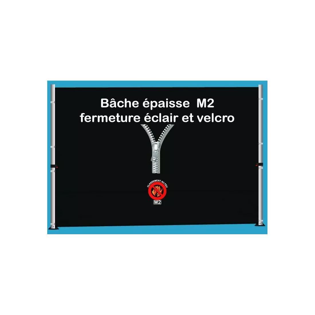 BACHE EPAISSE FERMETURE ECLAIR 3m