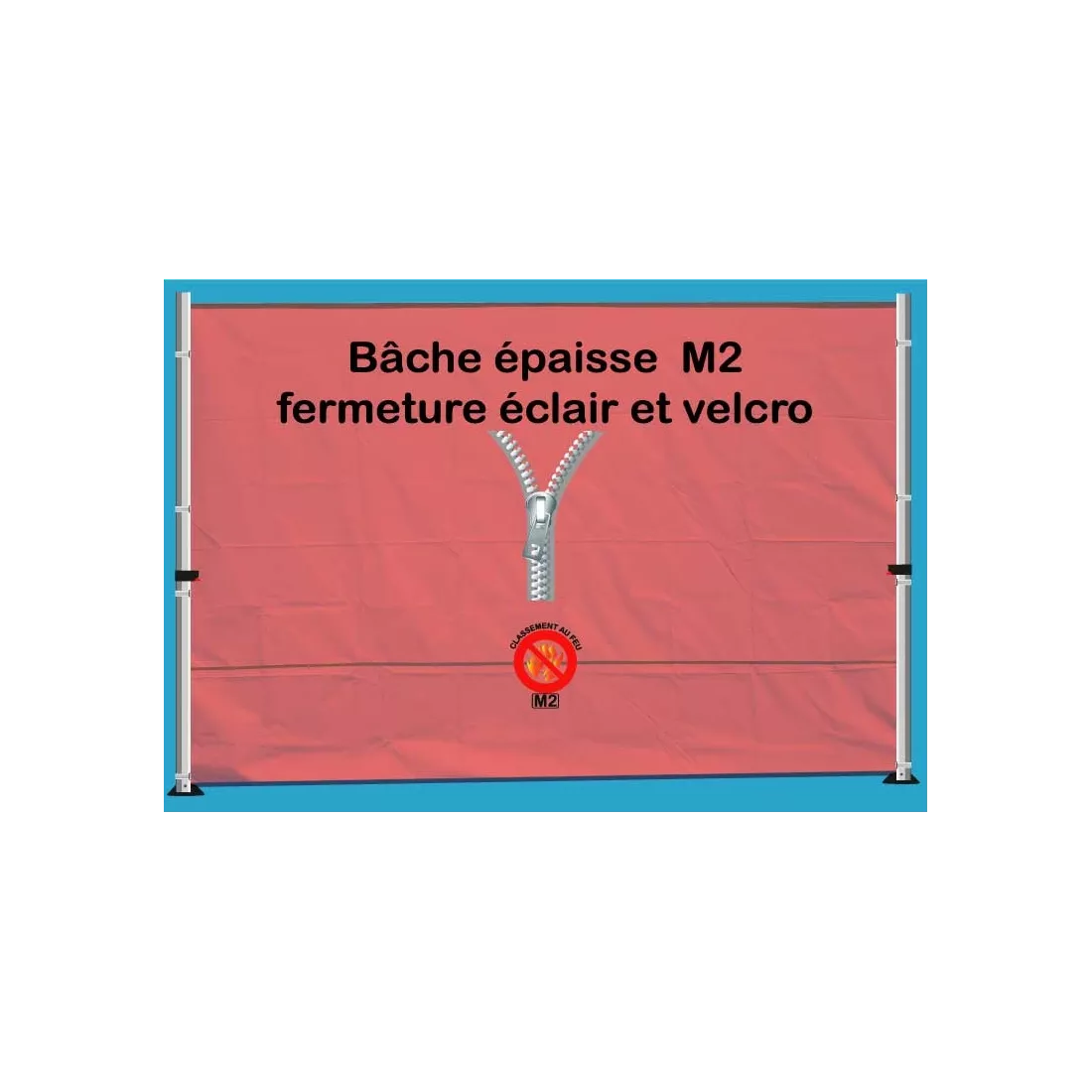 BACHE EPAISSE FERMETURE ECLAIR 3m