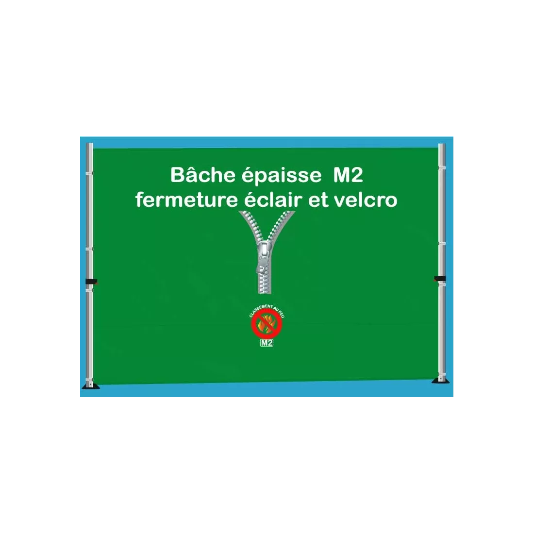 BACHE EPAISSE FERMETURE ECLAIR 3m