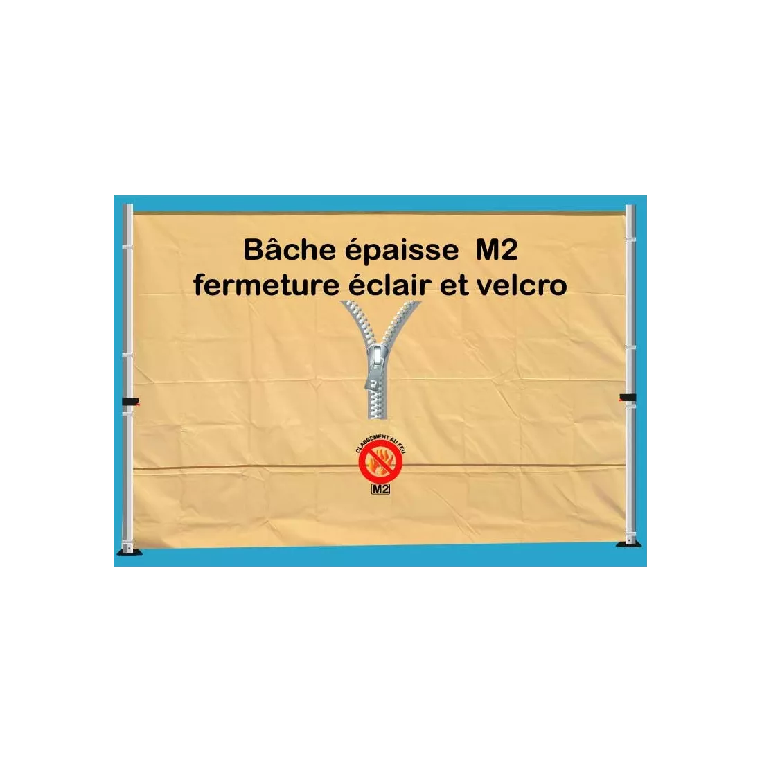 bâche M2 épaisse à fermeture éclair et velcro Top qualité