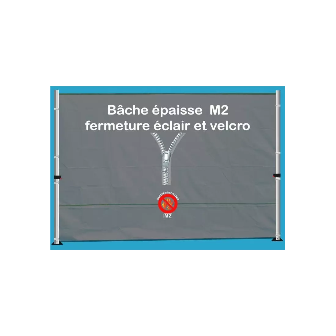 bâche M2 épaisse à fermeture éclair et velcro Top qualité